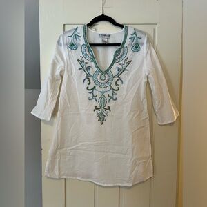Embroidered White Tunic Cover Up